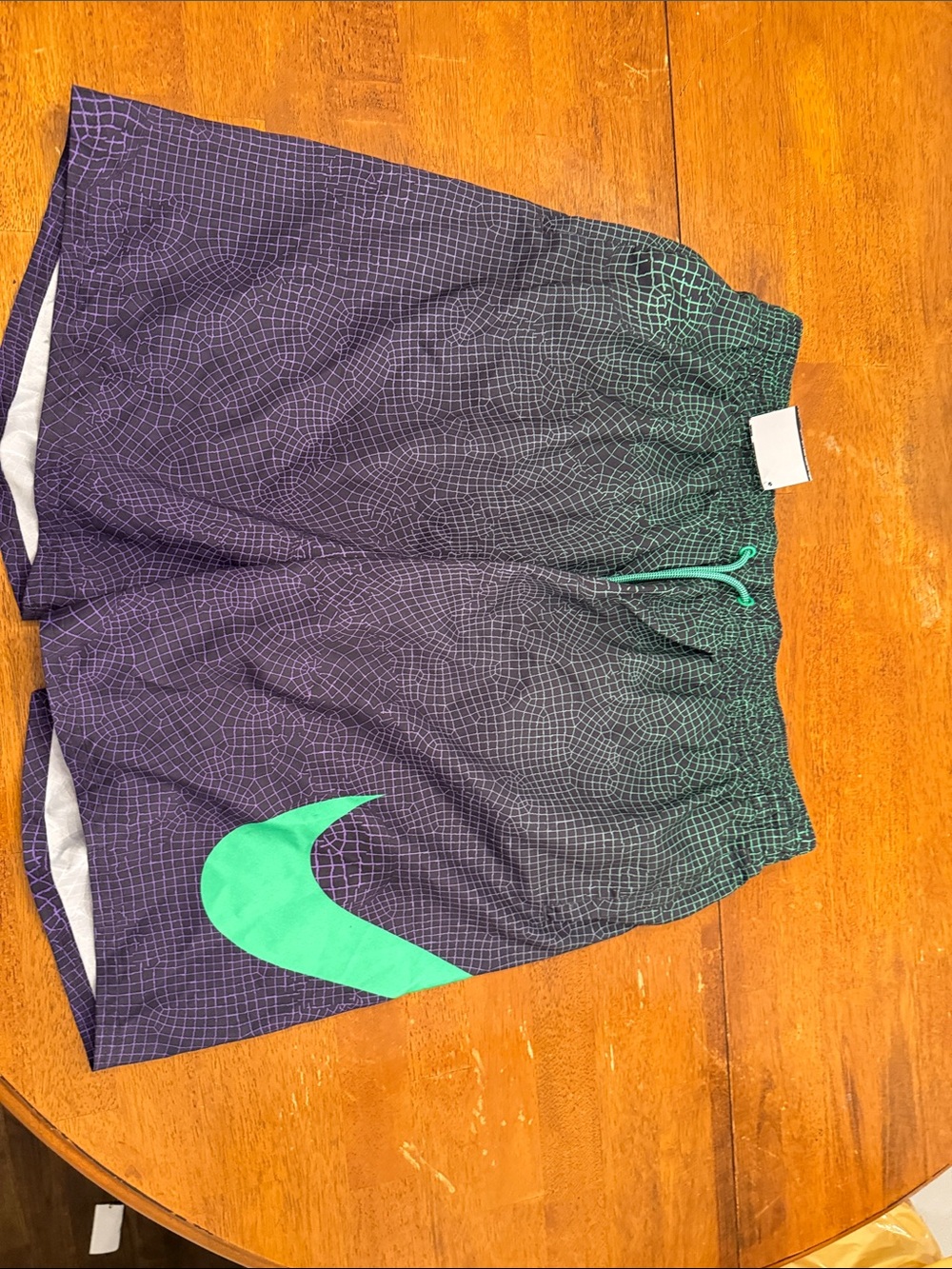 Nike Black Swim Shorts with Green Swoosh Accent xl